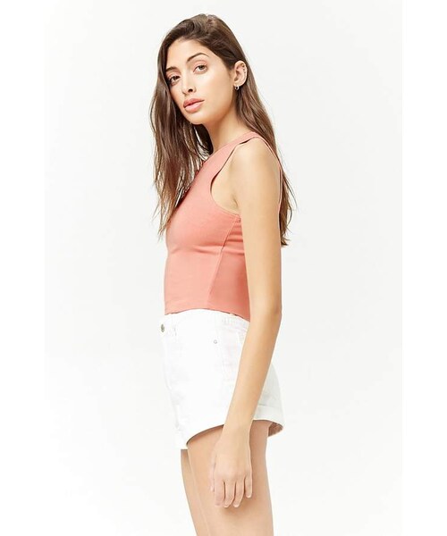 FOREVER 21（フォーエバー トゥエンティーワン）の「Forever 21 Cropped Tank Top（タンクトップ・レディース・Black/Red/Pink/Beige/White/Blue・Large/Small/Medium）」の20枚目の写真