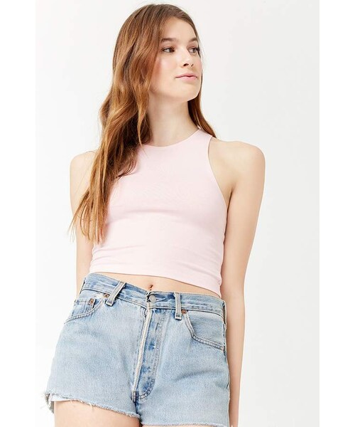 FOREVER 21（フォーエバー トゥエンティーワン）の「Forever 21 Cropped Tank Top（タンクトップ・レディース・Black/Red/Pink/Beige/White/Blue・Large/Small/Medium）」の5枚目の写真