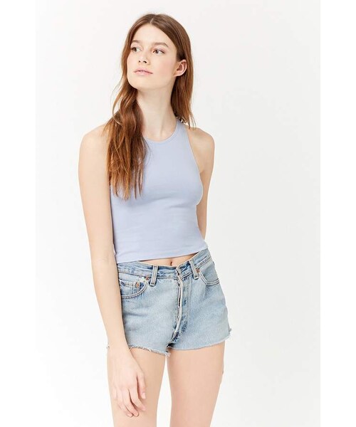 FOREVER 21（フォーエバー トゥエンティーワン）の「Forever 21 Cropped Tank Top（タンクトップ・レディース・Black/Red/Pink/Beige/White/Blue・Large/Small/Medium）」の4枚目の写真