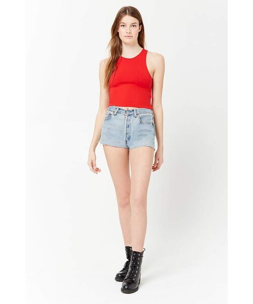 FOREVER 21（フォーエバー トゥエンティーワン）の「Forever 21 Cropped Tank Top（タンクトップ・レディース・Black/Red/Pink/Beige/White/Blue・Large/Small/Medium）」の14枚目の写真