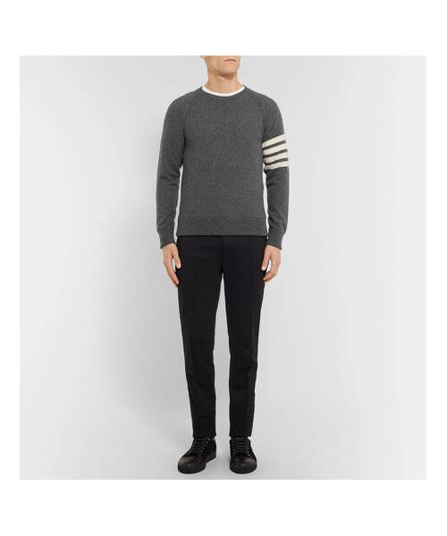 THOM BROWNE（トムブラウン）の「Thom Browne Striped Cashmere Sweater（ニット/セーター・メンズ・Gray・1/3/2/5）」の3枚目の写真