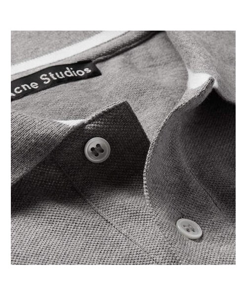 Acne Studios（アクネストゥディオズ）の「Acne Studios Newark Cotton-Piqué Polo Shirt（ポロシャツ・メンズ・Gray・XS/S/L/XL/M）」の2枚目の写真