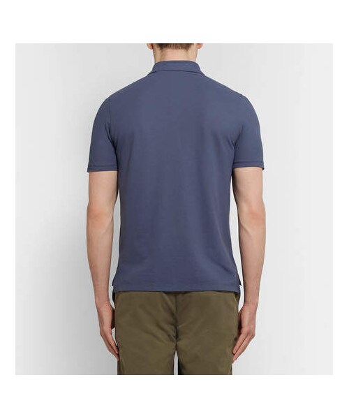 INCOTEX（インコテックス）の「Incotex Slim-Fit Cotton Polo Shirt（ポロシャツ・メンズ・Blue・It46/It48/It50/It52/It56/It54）」の3枚目の写真