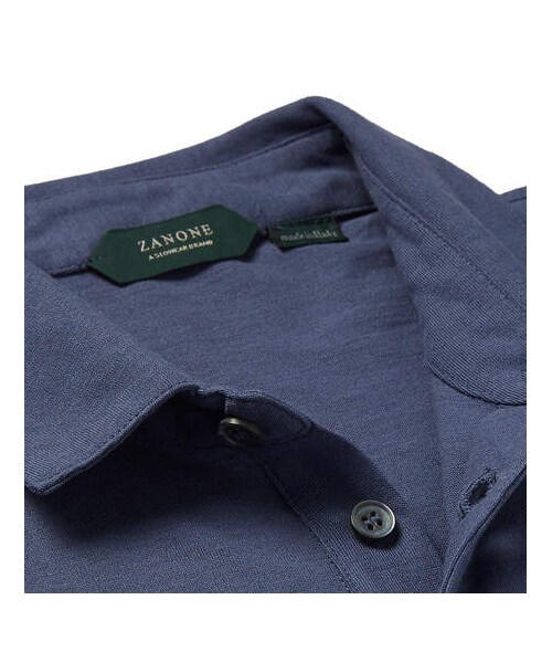 INCOTEX（インコテックス）の「Incotex Slim-Fit Cotton Polo Shirt（ポロシャツ・メンズ・Blue・It46/It48/It50/It52/It56/It54）」の5枚目の写真