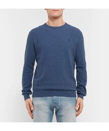 ラルフローレン 美品 現行 soft cotton L/S shirt M 青桃 POLO RALPH LAUREN (ポロラルフローレン) PONY総柄 クルーネック