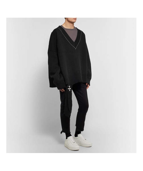 RAF SIMONS（ラフシモンズ）の「Raf Simons Oversized Embellished Wool Sweater（ニット/セーター・メンズ・Black・M/S）」の5枚目の写真