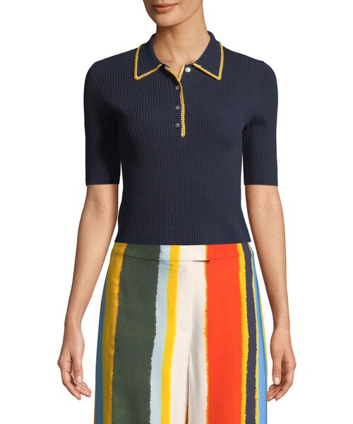 TORY BURCH☆ポロシャツ　新品未使用 パフォーマンス プリント ポロシャツ: レディース トップス