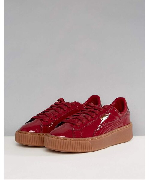 PUMA(プーマ)の「Puma Patent Basket Platform Sneakers With Gum Sole In Burgundy(その他シューズ・レディース・Red・Us 9)」の2枚目の写真