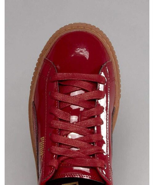 PUMA(プーマ)の「Puma Patent Basket Platform Sneakers With Gum Sole In Burgundy(その他シューズ・レディース・Red・Us 9)」の4枚目の写真