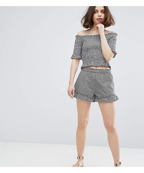 MONKI(モンキ)の「Monki Gingham Ruffle Shorts(その他パンツ・レディース・Pink・M/L)」の1枚目の写真