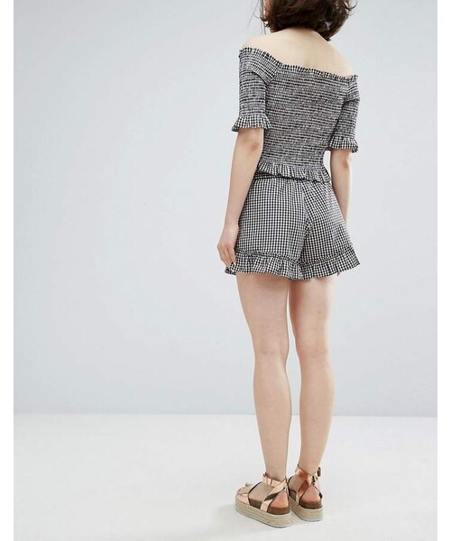 MONKI(モンキ)の「Monki Gingham Ruffle Shorts(その他パンツ・レディース・Pink・M/L)」の3枚目の写真