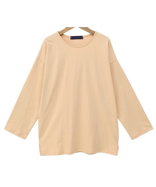 Dailyabout(デイリーアバウト)の「ラウンドネックサイドスリットTシャツ(Tシャツ/カットソー・レディース・ホワイト/ベージュ/オレンジ/レッド/グリーン/ブルー/ブラック・FREE)」の3枚目の写真
