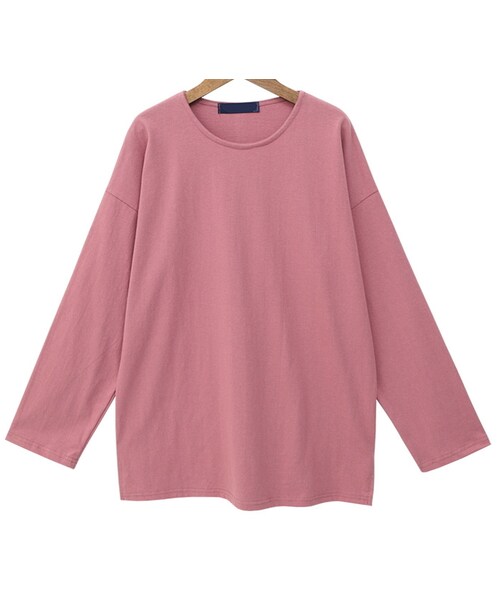 Dailyabout(デイリーアバウト)の「ラウンドネックサイドスリットTシャツ(Tシャツ/カットソー・レディース・ホワイト/ベージュ/オレンジ/レッド/グリーン/ブルー/ブラック・FREE)」の6枚目の写真
