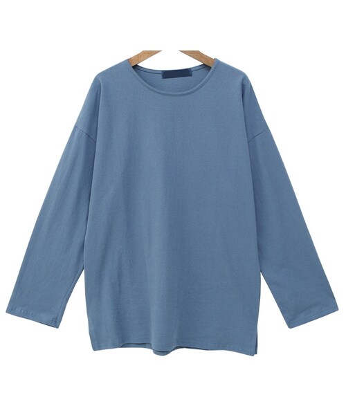 Dailyabout(デイリーアバウト)の「ラウンドネックサイドスリットTシャツ(Tシャツ/カットソー・レディース・ホワイト/ベージュ/オレンジ/レッド/グリーン/ブルー/ブラック・FREE)」の5枚目の写真