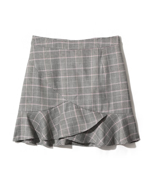 GRL（グレイル）の「グレンチェックフリルヘムスカート（スカート・レディース・ブラウン/グレー・S）」の2枚目の写真