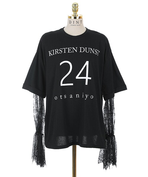 DINT(ディント)の「ダンストレタリングレーストップ(Tシャツ/カットソー・レディース・블랙/화이트/퍼플・one(44~66size))」の3枚目の写真