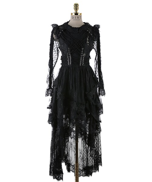 DINT(ディント)の「コルセットレースオンバルワンピース(ワンピース・レディース・화이트/블랙・one(44~66size))」の3枚目の写真