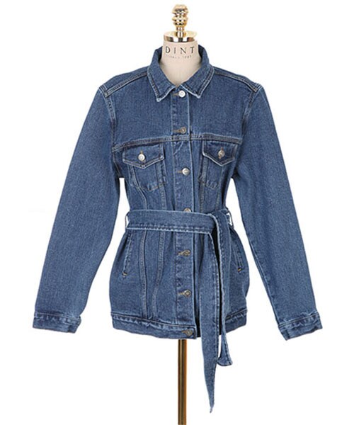 DINT（ディント）の「キロスウォッシングデニムジャケット（ベルトset）（デニムジャケット・レディース・Light blue/Deep blue・one(44~66size)）」の2枚目の写真