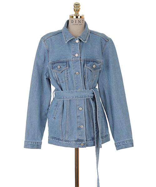 DINT（ディント）の「キロスウォッシングデニムジャケット（ベルトset）（デニムジャケット・レディース・Light blue/Deep blue・one(44~66size)）」の3枚目の写真