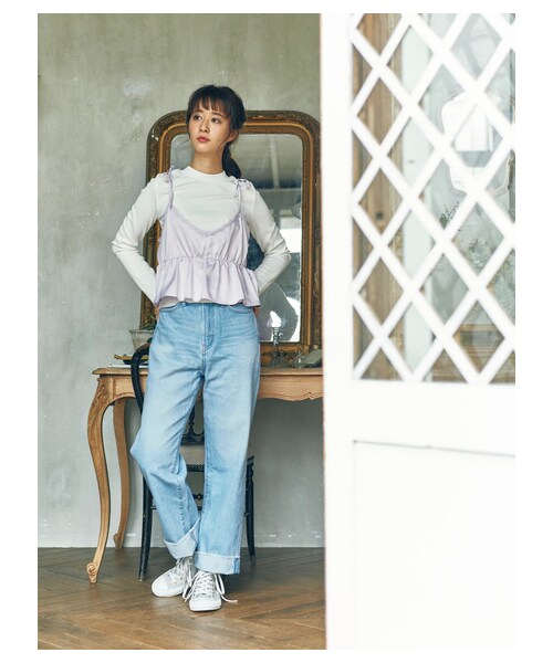 earth music&ecology（アースミュージックアンドエコロジー）の「SET2点 リブプルオーバー+キャミソール（トップス・ブラック/ミント/ラベンダー・F）」の5枚目の写真