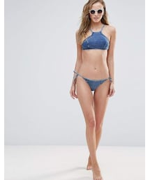 seafolly ブルー　新品未使用　水着　ビキニ XSFWO10J2 配色 背中魅せ ワンピース 水着
