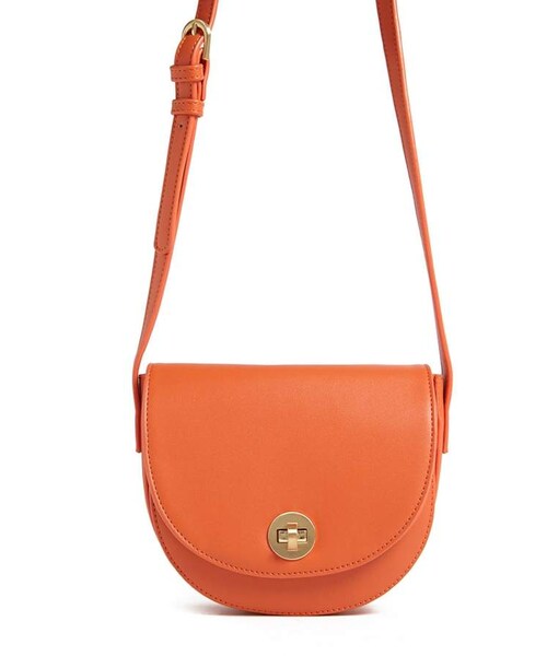 FOREVER 21（フォーエバー トゥエンティーワン）の「Forever 21 Faux Leather Crossbody Saddle Bag（ショルダーバッグ・レディース・Orange/Black・One Size）」の7枚目の写真