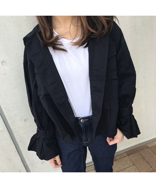 copine（コピン）の「【カーキのみ最後の再入荷！】キャンディー袖ミリタリージャケット(2color)【クリックポスト対象商品】（ミリタリージャケット・レディース・その他）」の9枚目の写真