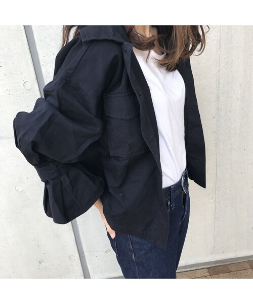 copine（コピン）の「【カーキのみ最後の再入荷！】キャンディー袖ミリタリージャケット(2color)【クリックポスト対象商品】（ミリタリージャケット・レディース・その他）」の14枚目の写真