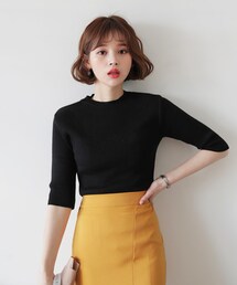 DHOLIC | 5分丈スリーブリブニット(ニット/セーター)