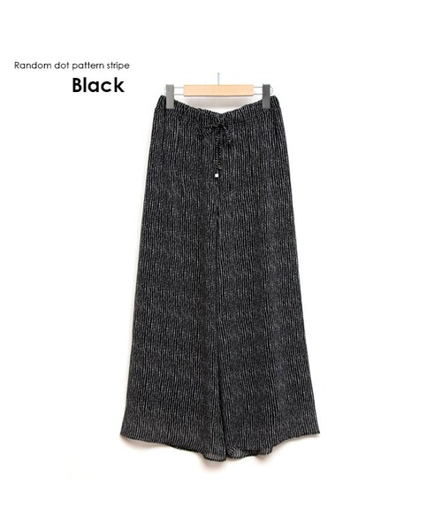 Sheson(シーズン)の「Sheson(シーズン)ランダムドット柄ストライプ シフォンワイドパンツ(その他パンツ・レディース・ホワイト/ブラック・FREE)」の2枚目の写真