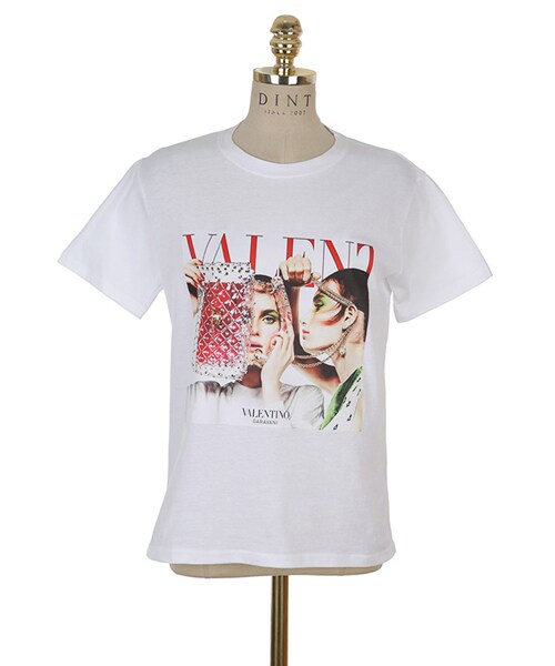 DINT（ディント）の「トゥピープルイラストトップ（Tシャツ/カットソー・レディース・화이트/블랙・one(44~66size)）」の2枚目の写真