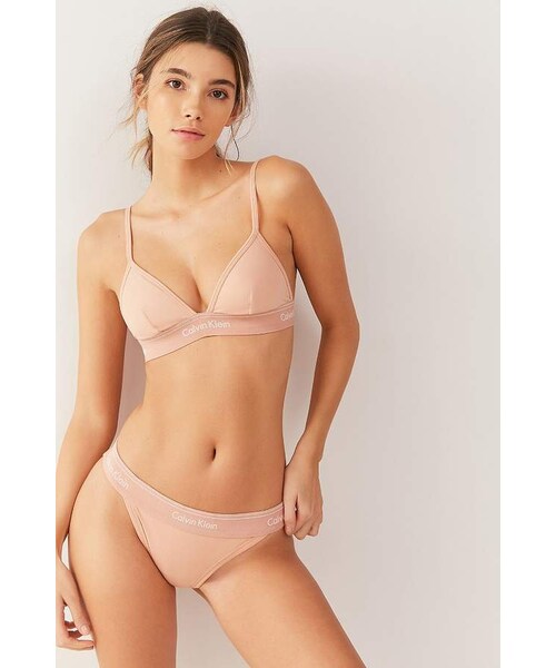 Calvin Klein Underwear Pink Tonal Logo Unlined Triangle Bralette