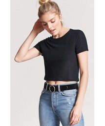 FOREVER 21 | Forever 21 Shadow Stripe Crop Tee(Tシャツ/カットソー)