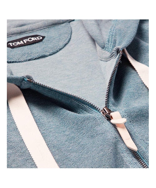 スウェット・トレーナー TOM FORD COTTON ZIP-UP SWEATSHIRT TOM FORD - Cotton-Terry Zip-Up Hoodie - Blue TOM FORD