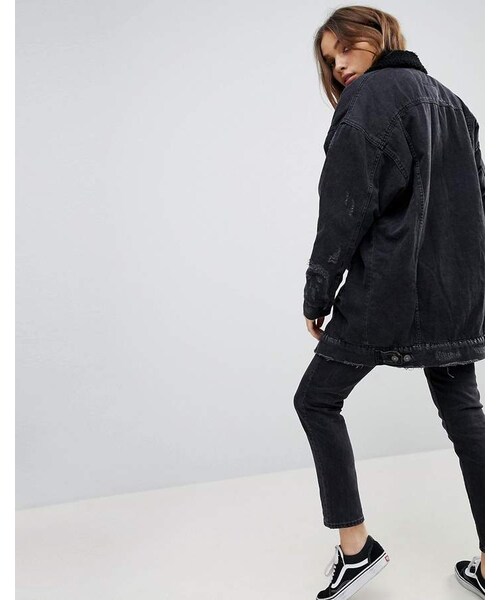 pull and bear longline denim jacket