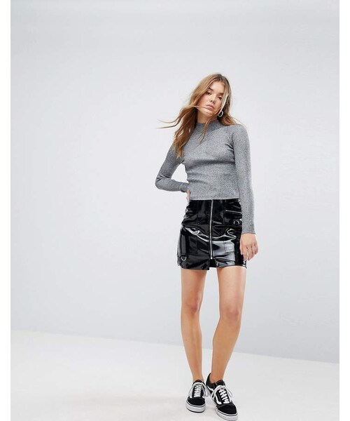 Bershka（ベルシュカ）の「Bershka Ribbed Turtleneck Sweater（ニット/セーター・レディース・Gray・L）」の4枚目の写真