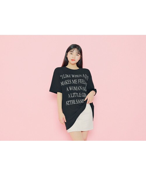 HOTPING（ホッピン）の「英字メッセージTシャツ（Tシャツ/カットソー・レディース・マスタード/グリーン/ブラック/ホワイト・フリーサイズ(XS-L)）」の3枚目の写真