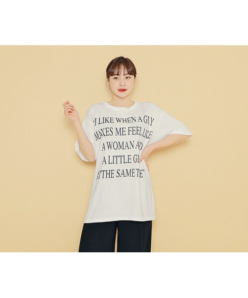 HOTPING（ホッピン）の「英字メッセージTシャツ（Tシャツ/カットソー・レディース・マスタード/グリーン/ブラック/ホワイト・フリーサイズ(XS-L)）」の2枚目の写真