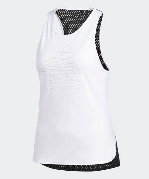 adidas(アディダス)の「W M4T パフォーマンス ロゴメッシュタンク(タンクトップ・レディース・ブラック/ホワイト・S/M/L)」の2枚目の写真