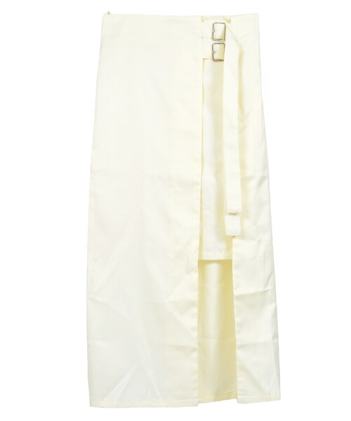 STYLEBLOCK（スタイルブロック）の「シルケットツイルラップレイヤード風スカート（スカート・レディース・アイボリー/ベージュ/ブラウン系/ブラック・M）」の2枚目の写真