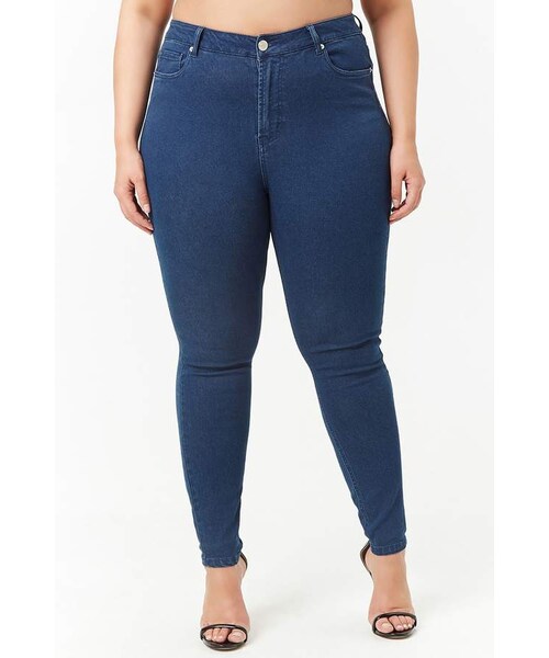 FOREVER 21(フォーエバー トゥエンティーワン)の「Forever 21 Plus Size Skinny High-Rise Jeans(デニムパンツ・レディース・Blue/Black・12/16/20/18/14)」の3枚目の写真