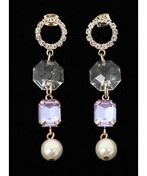 Dailyabout | ラインストーンドロップピアス(ピアス（両耳用）)