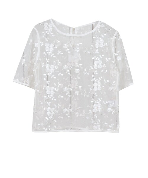 STYLEBLOCK（スタイルブロック）の「チュール花柄単色刺繍ブラウス（シャツ/ブラウス・レディース・ホワイト/アイボリー/カーキ/ブラック・M）」の2枚目の写真
