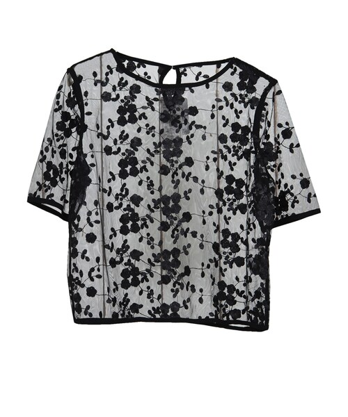 STYLEBLOCK（スタイルブロック）の「チュール花柄単色刺繍ブラウス（シャツ/ブラウス・レディース・ホワイト/アイボリー/カーキ/ブラック・M）」の3枚目の写真