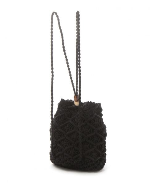 studio CLIP（スタディオクリップ）の「マクラメ編みナップサック（バッグ・オフホワイト/ブラック）」の4枚目の写真