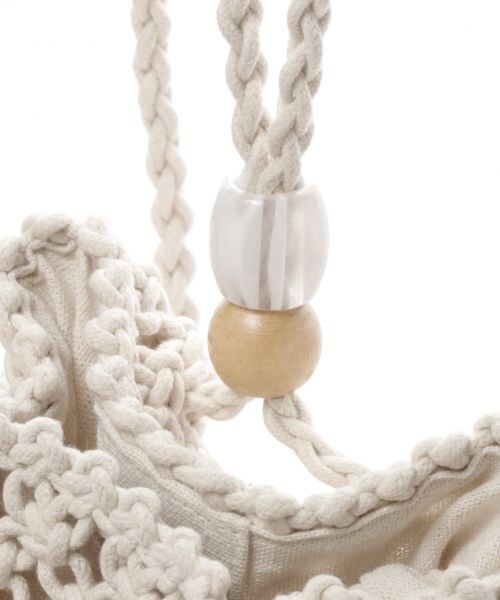 studio CLIP（スタディオクリップ）の「マクラメ編みナップサック（バッグ・オフホワイト/ブラック）」の5枚目の写真