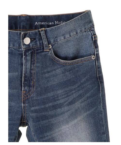 AMERICAN HOLIC(アメリカンホリック)の「・裾カットオフスキニーデニムパンツ(パンツ・インディゴ・S/M/L)」の4枚目の写真