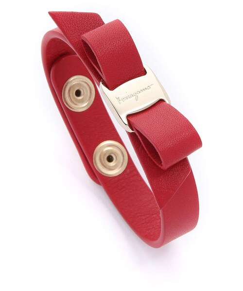 FERRAGAMO（フェラガモ）の「Salvatore Ferragamo Vara Bow Single Wrap Bracelet（ブレスレット・レディース・Black/Red・One Size）」の7枚目の写真