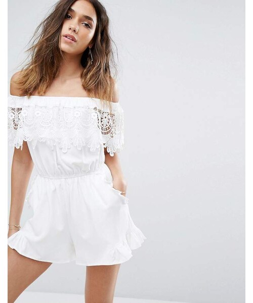 boohoo lace overlay bardot dress