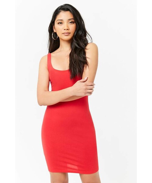 FOREVER 21(フォーエバー トゥエンティーワン)の「Forever 21 Scoop Neck Bodycon Dress(ワンピース・レディース・Green/Blue/Red/Black・Large/Medium/Small)」の4枚目の写真